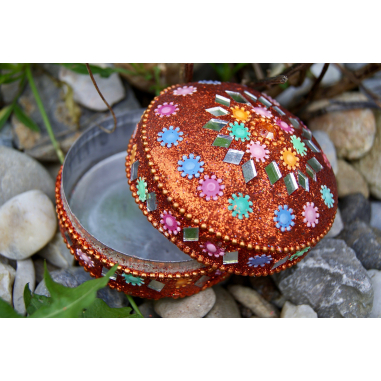 Rajastánská krabička oranžová střední