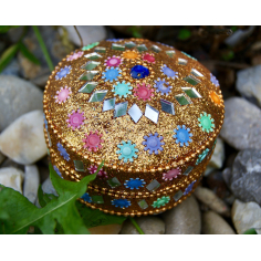 Rajastánská krabička zlatá střední