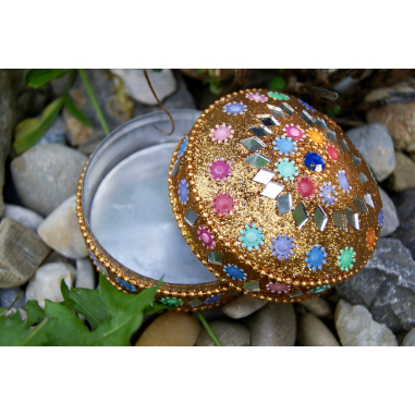 Rajastánská krabička zlatá střední