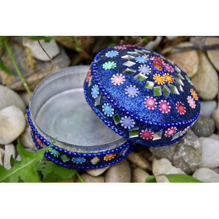 Rajastánská krabička tmavší modrá střední