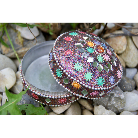 Rajastánská krabička červeně-modrá střední