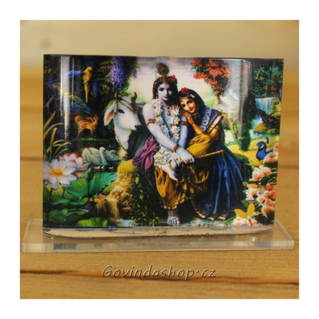 Rádha Krišna s kravičkou 5 x 7 cm