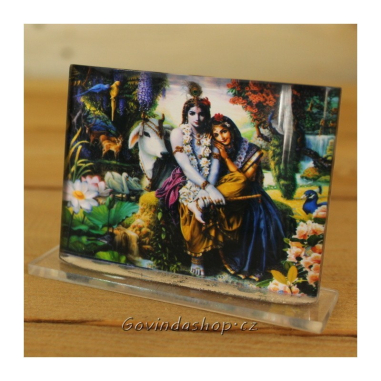 Rádha Krišna s kravičkou 5 x 7 cm