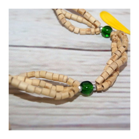 Kantimála 1ř. se zelenými korálky na 3 řadách tulasí