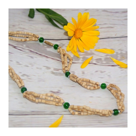 Kantimála 1ř. se zelenými korálky na 3 řadách tulasí