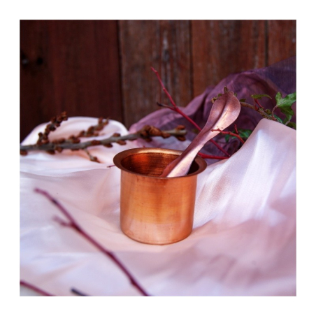 Áčman měděný se lžičkou velký, pr. 5,5 cm