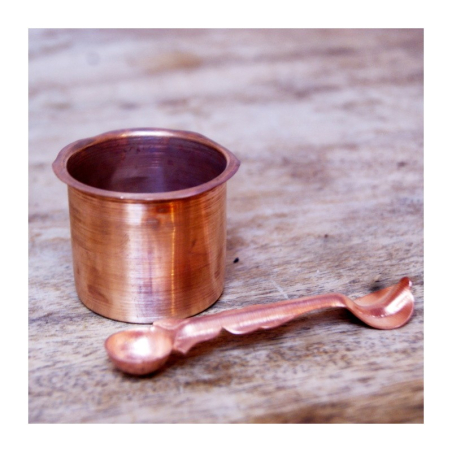 Áčman měděný se lžičkou malý, pr. 4,8 cm