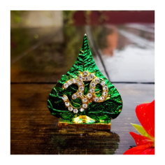 ÓM murti na lístku pozlacená, kov 4,5x4 cm