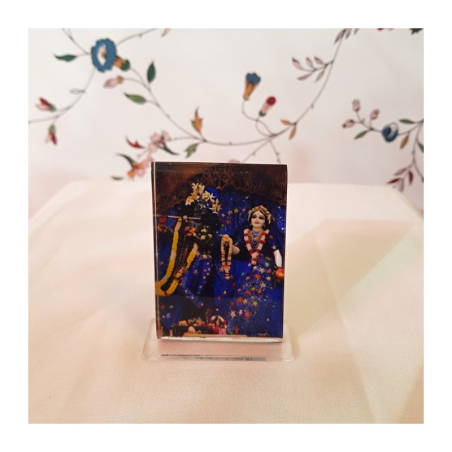 Rádha Krišna 7 x 5 cm v modrém