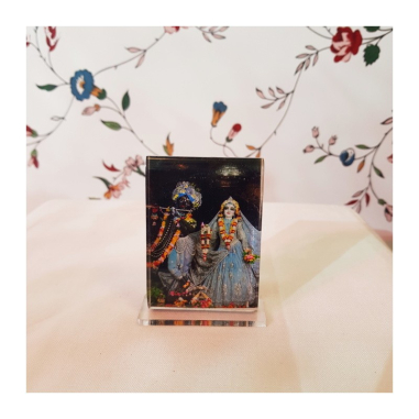 Rádha Krišna 7 x 5 cm v bledě modrém