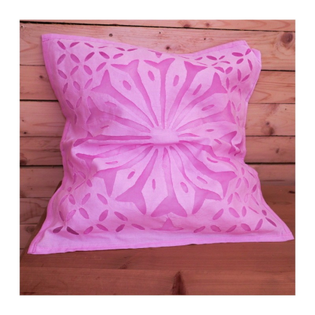 Povlak na polštář 44x44 cm vykrajovaný vzor, růžový
