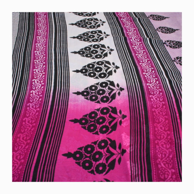 Sárí viskóza tmavě růžové, bílá, černá