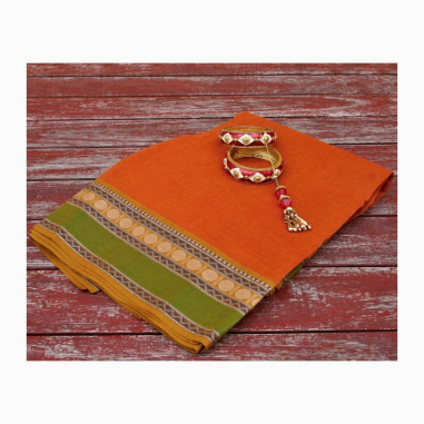 Sárí bavlna hořčicová-zelená s pruhy