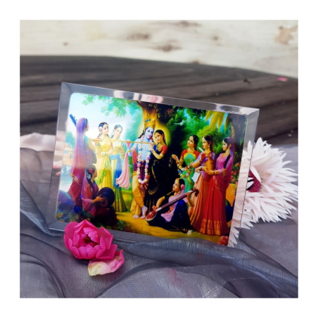 Rádha Krišna s gópí 9 x 12 cm