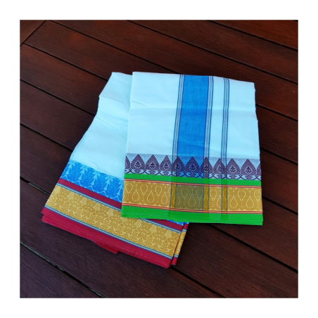 Dhotí modrý a zlatý pruh