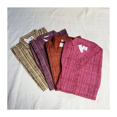 Kurta pánská jemný černý vzor, stojáček, dl. rukáv