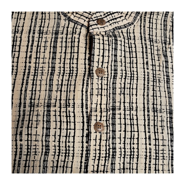 Kurta pánská jemný černý vzor, stojáček, dl. rukáv