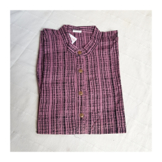 Kurta pánská jemný černý vzor, stojáček, dl. rukáv 2