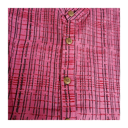 Kurta pánská jemný černý vzor, stojáček, dl. rukáv