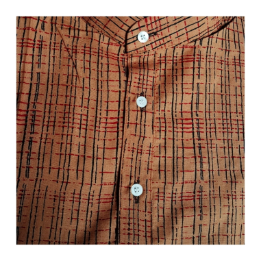 Kurta pánská jemný černý vzor, stojáček, dl. rukáv