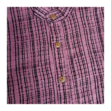 Kurta pánská jemný černý vzor, stojáček, dl. rukáv