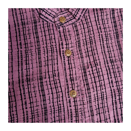 Kurta pánská jemný černý vzor, stojáček, dl. rukáv