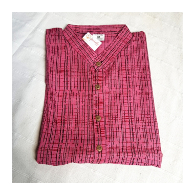 Kurta pánská jemný černý vzor, stojáček, dl. rukáv