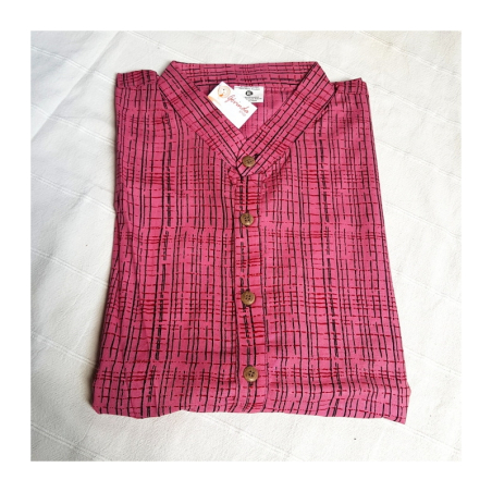 Kurta pánská jemný černý vzor, stojáček, dl. rukáv