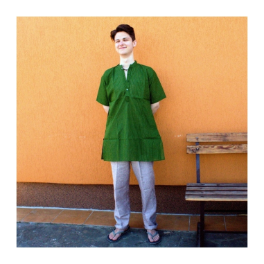 Kurta pánská proužek, kr. rukáv