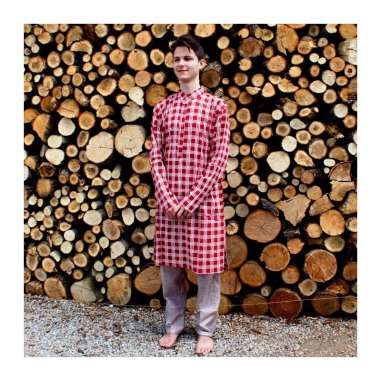 Kurta pánská kostka, cihlová, L