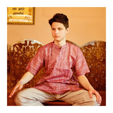 Kurta pánská pruhovaná, stojáček, kr. rukáv