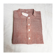 Kurta pánská, pruhy, stojáček, kr. rukáv