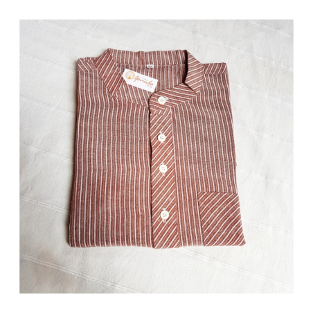 Kurta pánská, pruhy, stojáček, kr. rukáv