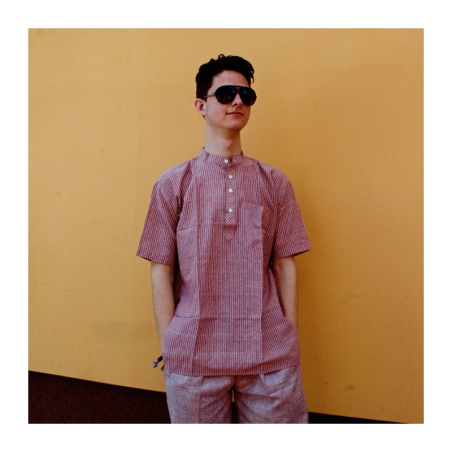 Kurta pánská, pruhy, stojáček, kr. rukáv