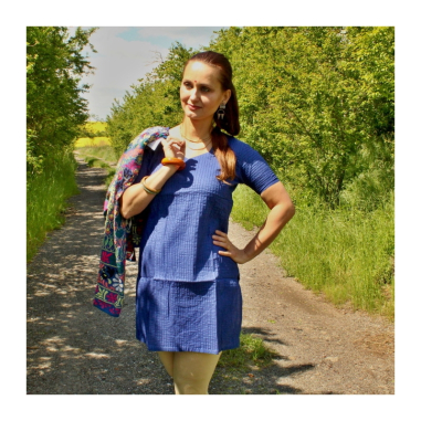 Dámská kurta prošívané pruhy, kr. rukáv