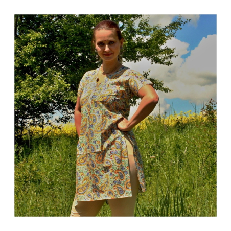 Dámská kurta kašmírový vzor, kr. rukáv