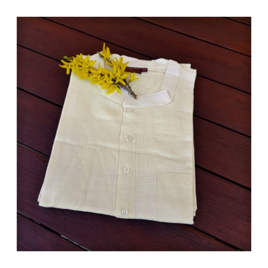 Kurta pánská béžová, stojáček, kr. rukáv