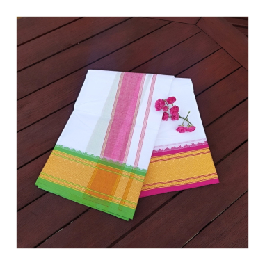 Dhotí růžový a zlatý pruh