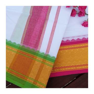 Dhotí růžový a zlatý pruh