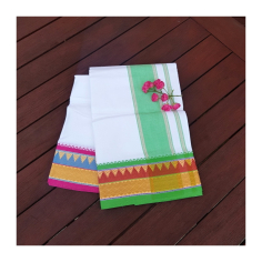 Dhotí široký pruh zelený a barevný