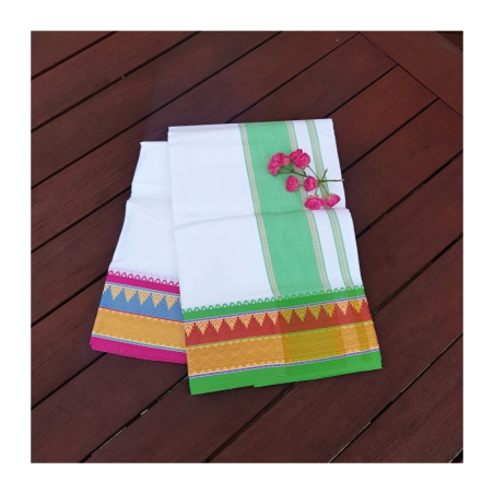 Dhotí široký pruh zelený a barevný