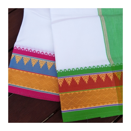 Dhotí široký pruh zelený a barevný