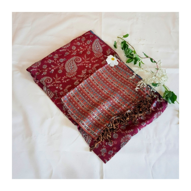 Čadar kašmírový vzor, modrý/černý