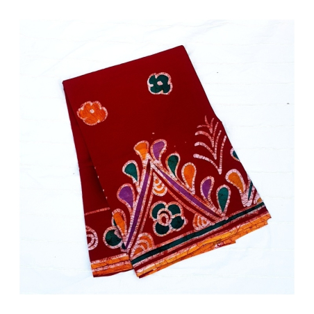 Sárí bavlna batikované bordové