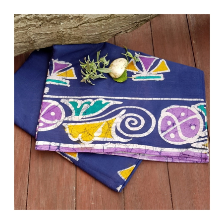 Sárí bavlna batikované modré