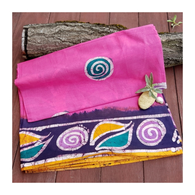 Sárí bavlna batikované růžové