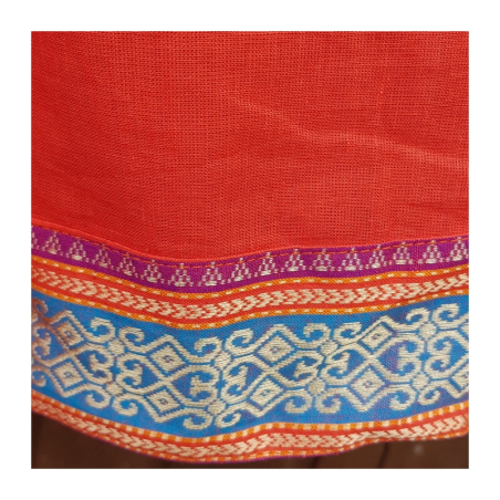 Dámská kurta s bordurou červená, 3/4 rukáv, L