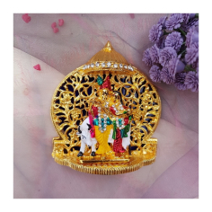 Rádha Krišna s kravičkou murti z pozlacená