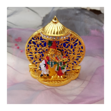 Rádha Krišna s kravičkou murti z pozlacená