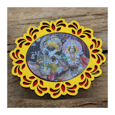 Dřevěná nálepka Krišna a Rádha